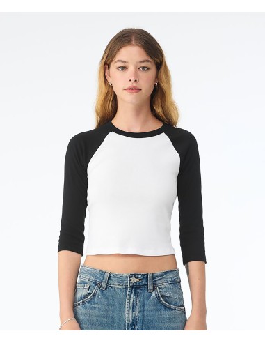BEL-1200-Womens Micro Rib 3/4 Raglan Baby Tee